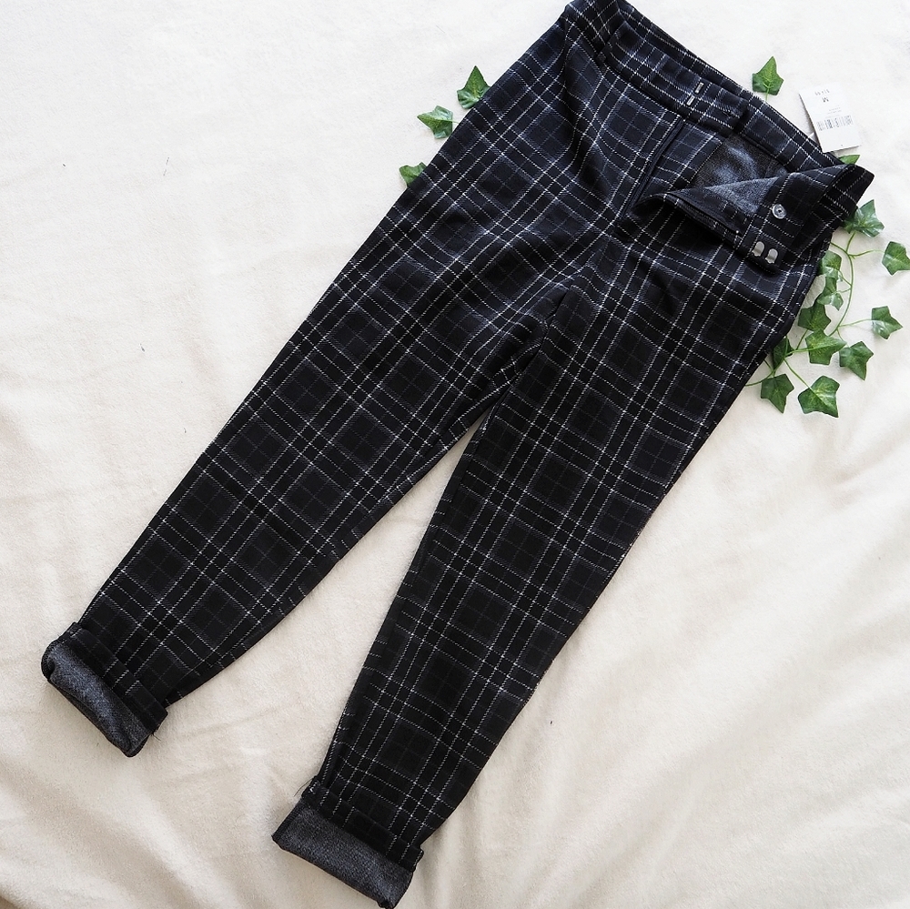 Black plaid pants